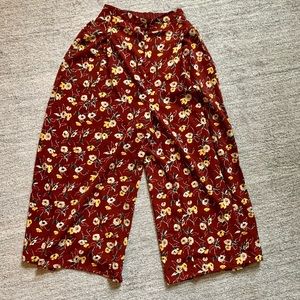Uniqlo GU Floral Prints Cropped Wide Leg Pants S